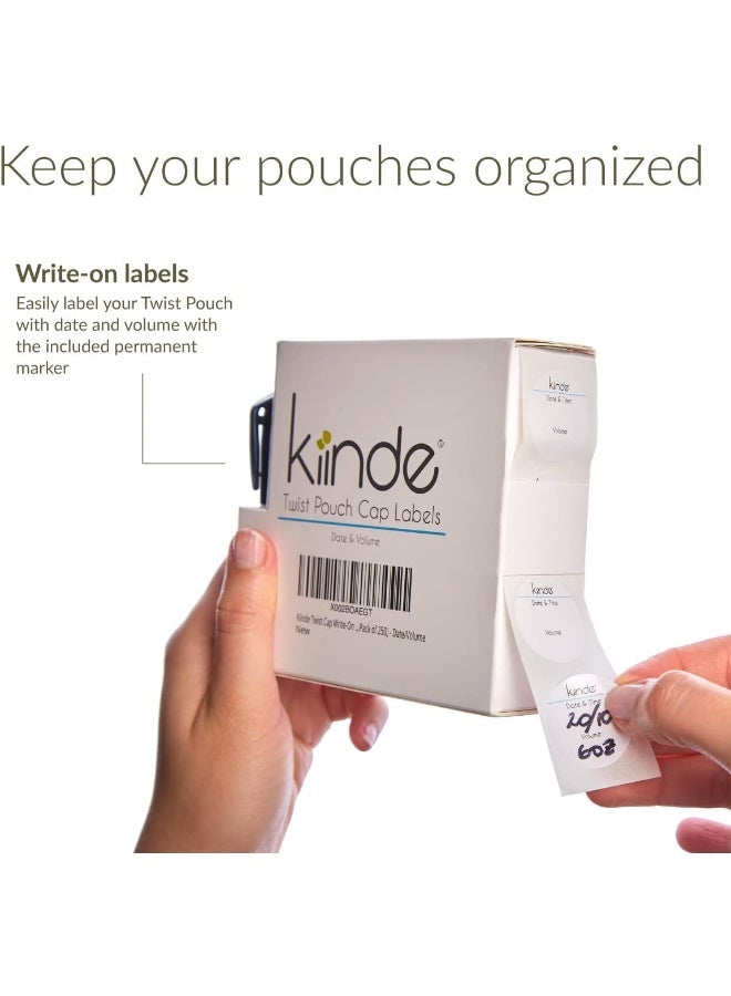 Kiinde Twist Cap Single-Use Write-On Labels for Breast Milk and Baby Food Storage Pouches - Image 2
